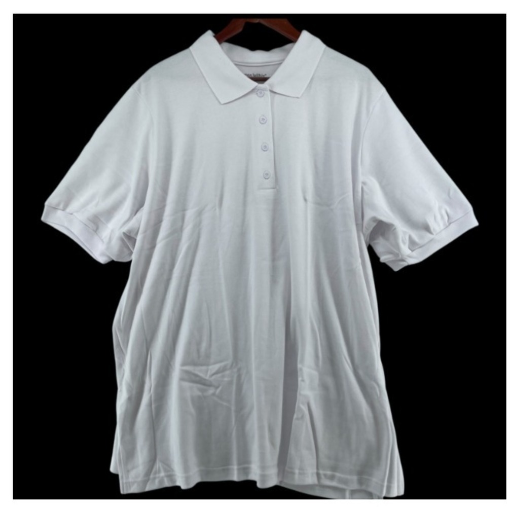 Woman Within Polo Shirt Plus Size 2X / 26-28 White Short Sleeve Tunic Casual